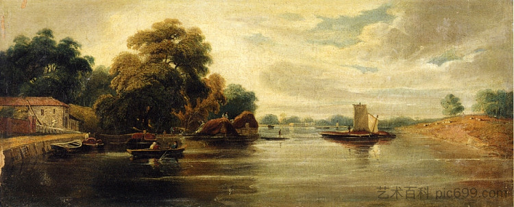 泰晤士河眺望巴特西的景色 A View of the Thames Looking towards Battersea，约翰·瓦利