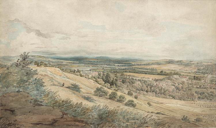 博德纳姆和莫尔文山的景色，赫里福德郡 View of Bodenham and the Malvern Hills, Herefordshire (1801)，约翰·瓦利