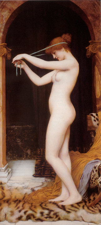 维纳斯束缚她的头发 Venus Binding her Hair (1897)，约翰·威廉·格维得