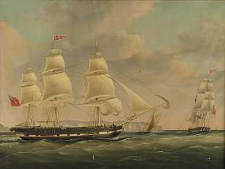 海上的伊莎贝拉船 The Ship Isabella at Sea (1820)，约翰·威尔逊