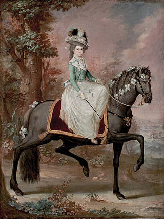 马背上的女士 Dama a Caballo (1785; Puerto Rico                     )，荷西·坎佩奇