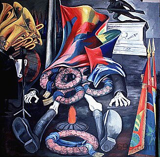 第18小组.现代人类祭祀——美国文明史诗 Panel 18. Modern Human Sacrifice - The Epic of American Civilization (1932 - 1934),何塞·克莱门特·奥罗斯科