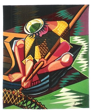 渔夫，挂毯 The fisherman, tapestry，乔斯·代·阿尔马达·内格雷罗斯