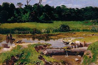 河流景观 Fluvial Landscape (1899)，若塞·费尔拉兹·德·阿尔梅达·茹尼奥尔