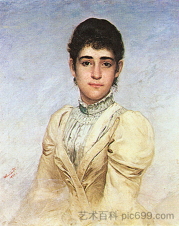 乔安娜·自由达库尼亚的肖像 Portrait of Joana Liberal da Cunha (1892)，若塞·费尔拉兹·德·阿尔梅达·茹尼奥尔