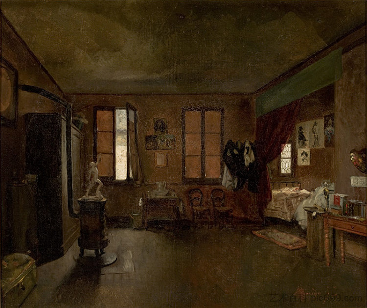 艺术家的工作室 The Artist's Atelier (1886)，若塞·费尔拉兹·德·阿尔梅达·茹尼奥尔