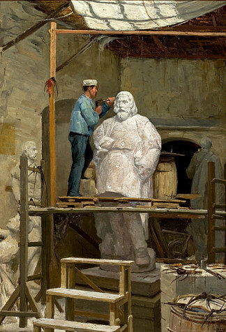 雕塑家西蒙斯·德·阿尔梅达的工作室 The Atelier of the Sculptor Simões de Almeida (1883)，何塞·马奥