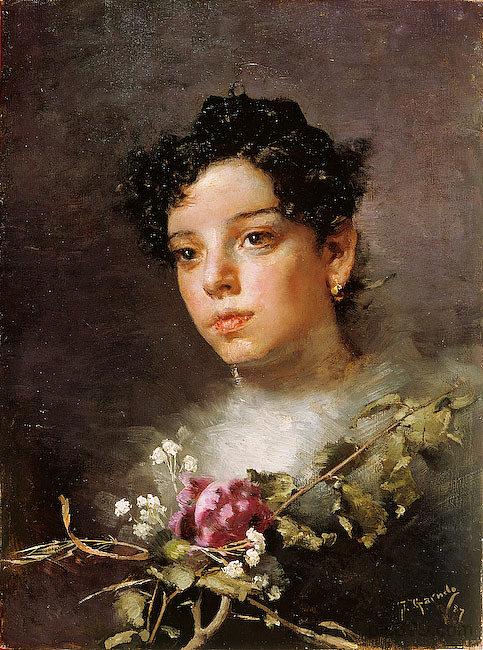 带花的年轻人 Joven Con Flores (1887)，何塞·加内洛