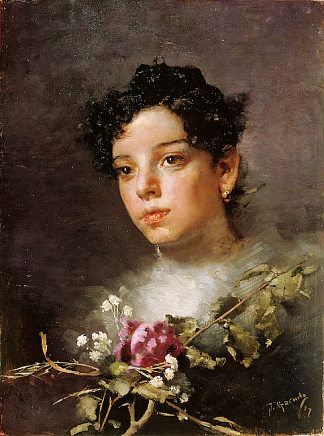 带花的年轻人 Joven Con Flores (1887)，何塞·加内洛