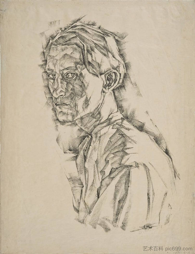 自画像 Self Portrait (1918)，约瑟夫·亚伯斯