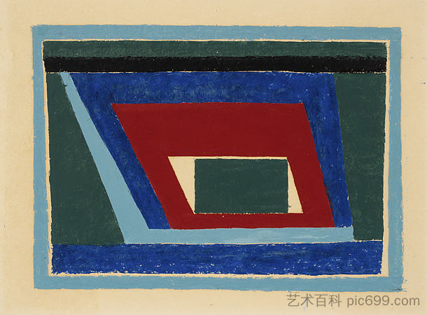 无题抽象（躁动） Untitled Abstraction (Mantic) (c.1940)，约瑟夫·亚伯斯