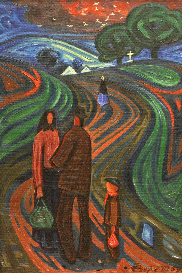 风景与十字架和鸽子 Krajina s křížkem a holuby (1937),约瑟夫疲惫