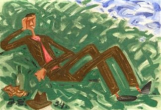 一个躺在草丛里的男人 Muž ležící v trávě (1934)，约瑟夫疲惫