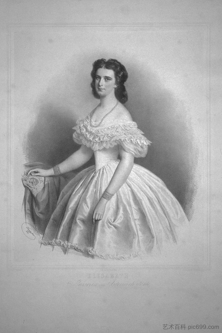 巴伐利亚公爵夫人伊丽莎白,奥地利皇后(茜茜公主/茜茜公主) Duchess Elisabeth of Bavaria, Empress of Austria (Sisi / Sissi) (1863),约瑟夫·克里胡贝尔