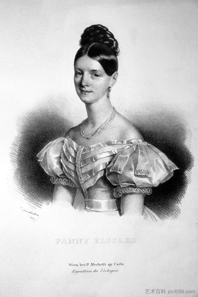 范妮·埃尔斯勒，奥地利芭蕾舞演员 Fanny Elssler, Austrian ballerina (1830)，约瑟夫·克里胡贝尔