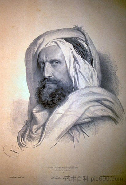 Josef Kriehuber，奥地利平版画家和艺术家（自画像） Josef Kriehuber, Austrian Lithographer and Artist (Self-Portrait) (1852)，约瑟夫·克里胡贝尔