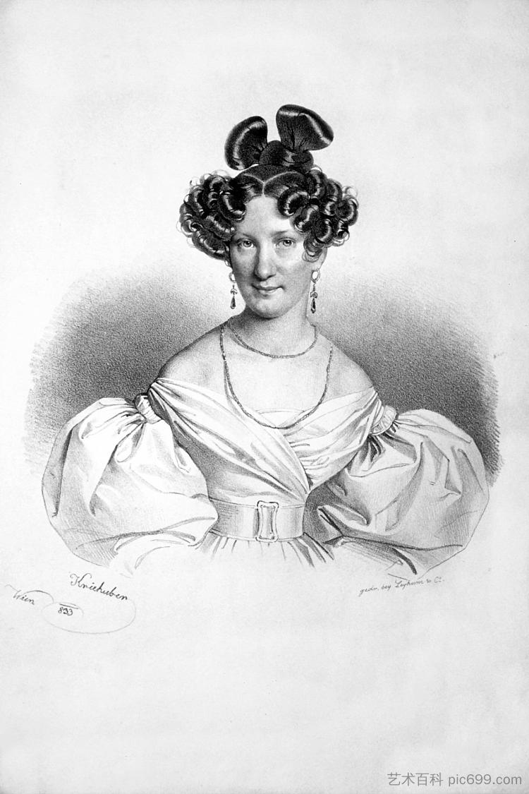 Maria Kriehuber（生于Forstner），Kriehuber的妻子 Maria Kriehuber (Born Forstner), Kriehuber's Wife (1833)，约瑟夫·克里胡贝尔