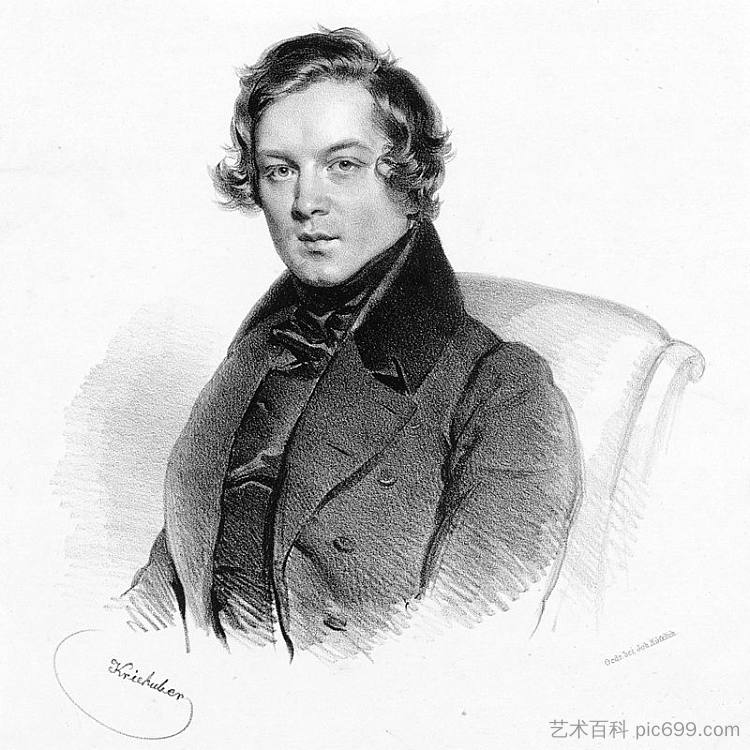 罗伯特·舒曼，奥地利作曲家 Robert Schumann, Austrian Composer (1839)，约瑟夫·克里胡贝尔