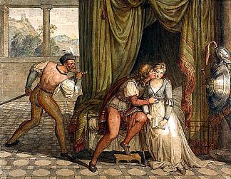 保罗·达·马拉泰斯塔和弗朗西斯卡·达·里米尼对詹西奥托·马拉泰斯塔感到惊讶 Paolo Da Malatesta and Francesca Da Rimini Surprised by Gianciotto Malatesta (1805)，约瑟夫·安东·科赫