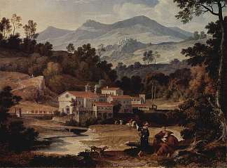 罗马附近萨宾山脉的圣弗朗西斯科修道院 Das Kloster San Francesco Im Sabinergebirge Bei Rom (1812)，约瑟夫·安东·科赫