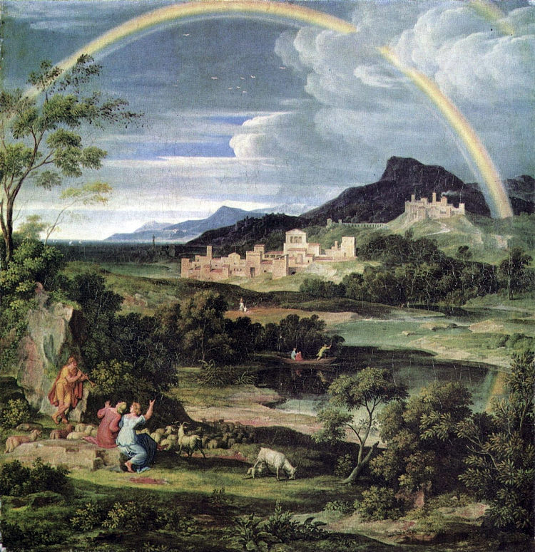 彩虹的英雄景观 Heroische Landschaft Mit Regenbogen (1805)，约瑟夫·安东·科赫