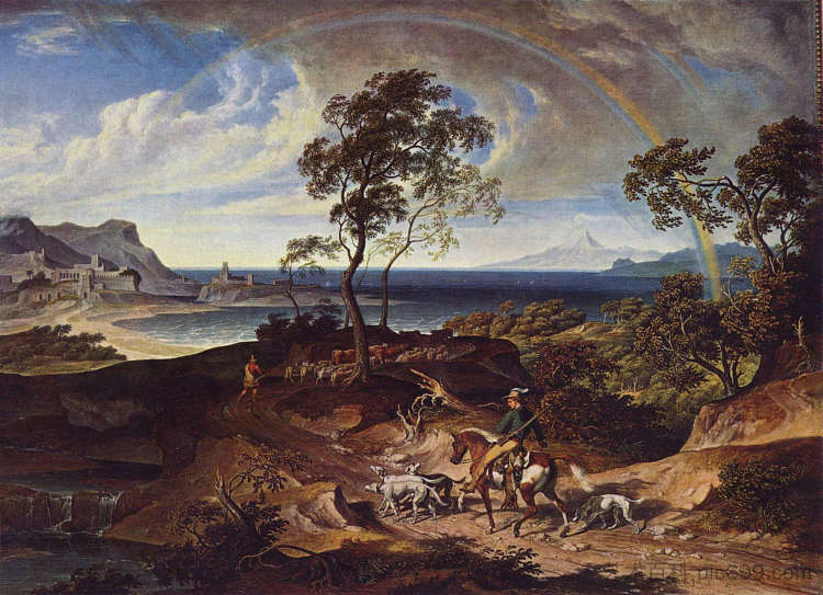 雷雨后的景观 Landschaft Nach Einem Gewitter (1830)，约瑟夫·安东·科赫