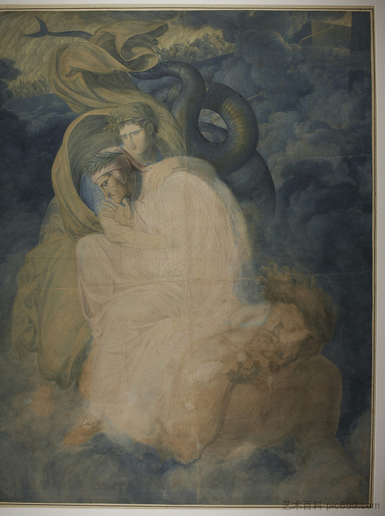 但丁和维吉尔被怪物格里昂携带 Dante and Virgil Carried by the Monster Geryon (1822),约瑟夫·安东·科赫