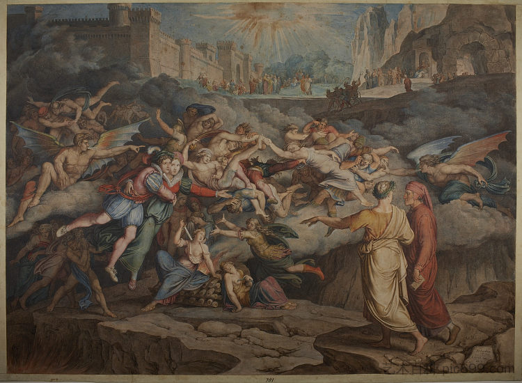 但丁和维吉尔在地狱的第二圈 Dante and Virgil in the Second Circle in Hell (1823),约瑟夫·安东·科赫