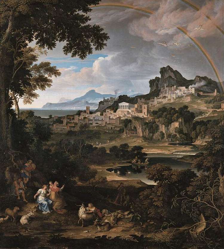 彩虹的英雄景观 Heroic Landscape with Rainbow (1815)，约瑟夫·安东·科赫