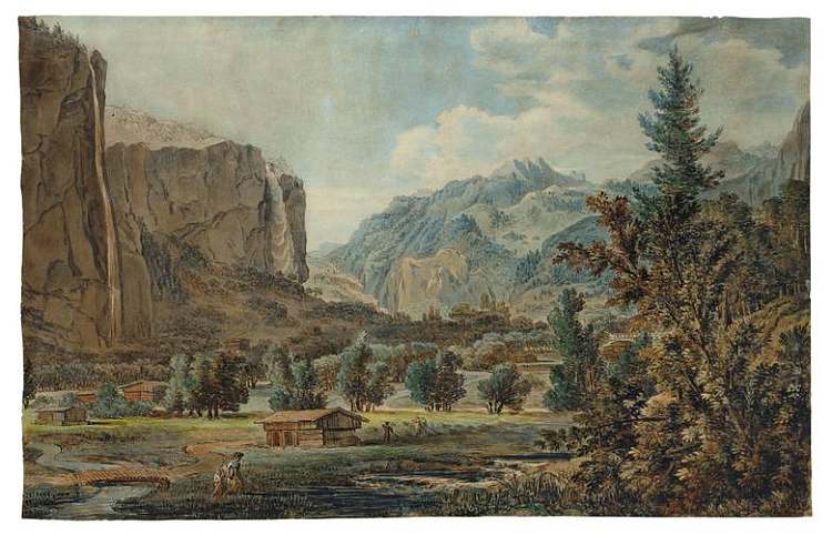 北部的劳特布龙嫩山谷 Lauterbrunnental Nach Norden (1794)，约瑟夫·安东·科赫