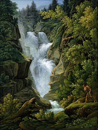 伯尔尼高地的瀑布 Waterfall in the Bern Highlands (1796)，约瑟夫·安东·科赫
