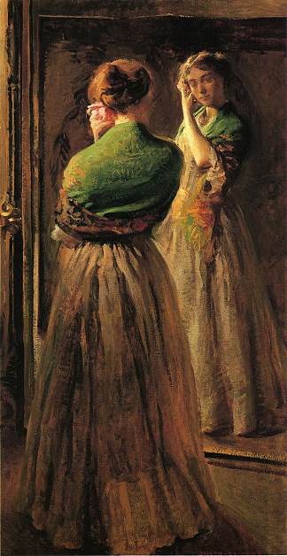 绿色披肩的女孩 Girl with a Green Shawl (c.1900)，约瑟夫·德坎普
