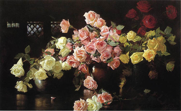 玫瑰 Roses (c.1890 - 1899)，约瑟夫·德坎普