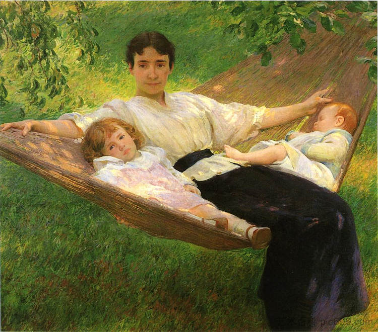 吊床 The Hammock (c.1895)，约瑟夫·德坎普