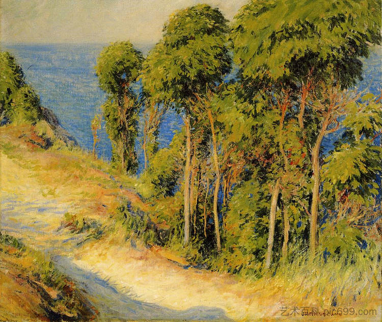 沿海的树木（通往大海的道路） Trees Along the Coast (Road to the Sea) (c.1893 - c.1897)，约瑟夫·德坎普