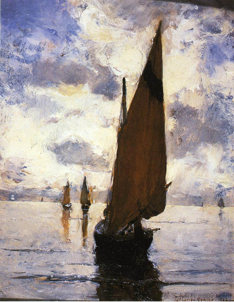 威尼斯（贝平静） Venice (Becalmed) (1882)，约瑟夫·德坎普