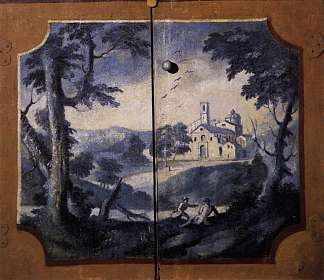 蓝色单色风景 Landscape in Blue Monochrome (c.1785)，约瑟夫·杜普莱西斯