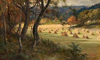 玉米斯托克斯 Corn Stooks (1880)，约瑟夫·法夸尔森