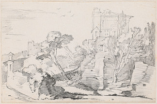 帕拉蒂尼山上的法尔内塞赌场，罗马 Casino Farnese on the Palatine Hill, Rome (c.1750)，约瑟夫·马里·维恩