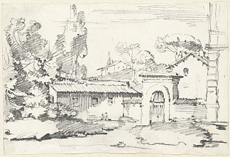 进入朱利亚别墅的花园 Entrance to the Gardens of the Villa Giulia (1749)，约瑟夫·马里·维恩