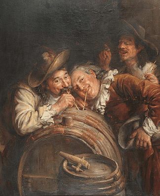 三个男人品尝葡萄酒 Three men tasting wine，约瑟夫-诺埃尔·西尔维斯特
