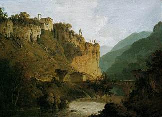 圣科西马托修道院和罗马坎帕尼亚维科瓦罗附近克劳迪安渡槽的一部分 Convent of San-Cosimato and Part of the Claudian Aqueduct near Vicovaro in the Roman Campagna (c.1786)，约瑟夫·莱特