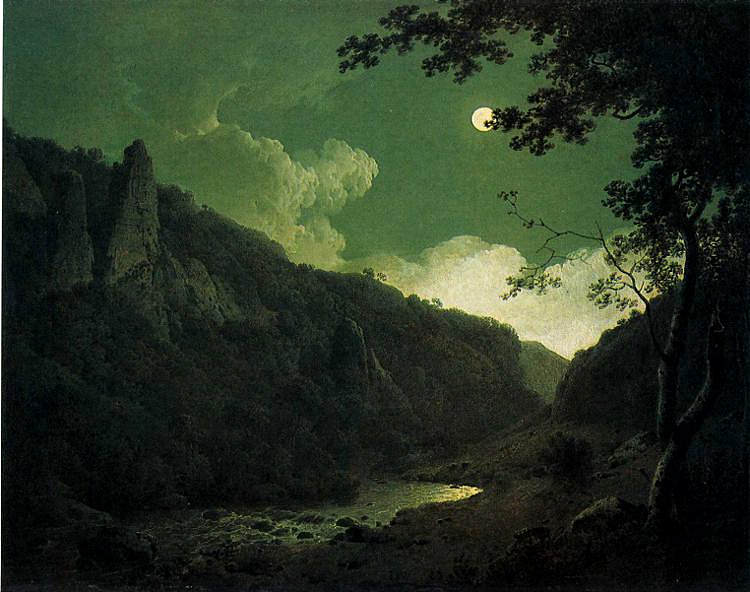 月光下的鸽子谷 Dovedale by Moonlight (1785)，约瑟夫·莱特