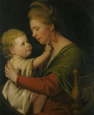 简·达尔文和她的儿子威廉·布朗·达尔文的肖像 Portrait of Jane Darwin and her son William Brown Darwin (1776)，约瑟夫·莱特