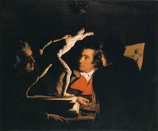 三个人在烛光下观看角斗士 Three Persons Viewing the Gladiator by Candlelight (1765)，约瑟夫·莱特