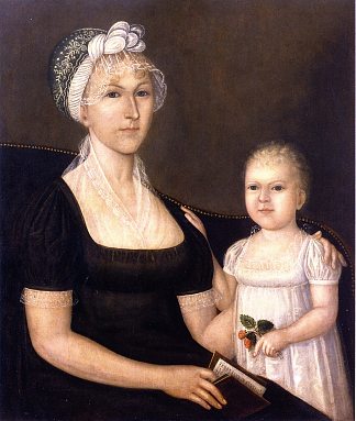 小亚伯拉罕·怀特夫人和女儿罗斯 Mrs. Abraham White, Jr. and Daughter Rose (1809)，约书亚·约翰逊