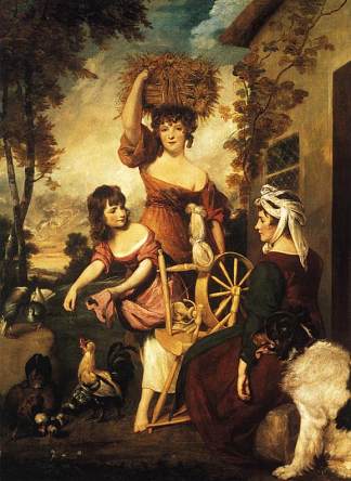 麦克林夫人和小姐，与波茨小姐 Mrs. and Miss Macklin, with Miss Potts (1788)，乔舒亚·雷诺兹