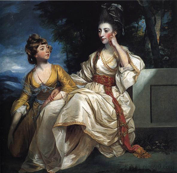 Thrale夫人和她的女儿Hester（Queeney） Mrs. Thrale and her Daughter Hester (Queeney) (1777 - 1778)，乔舒亚·雷诺兹