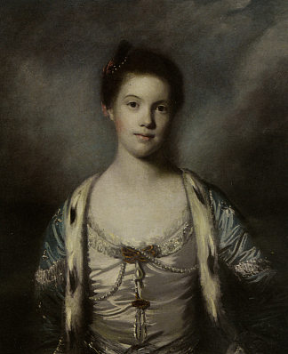 布里奇特·莫里斯身穿白色丝绸连衣裙的肖像 Portrait of Bridget Moris in a White Silk Dress，乔舒亚·雷诺兹