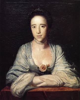 靠在窗台上的年轻女子 Young Woman Leaning on a Ledge (1760)，乔舒亚·雷诺兹
